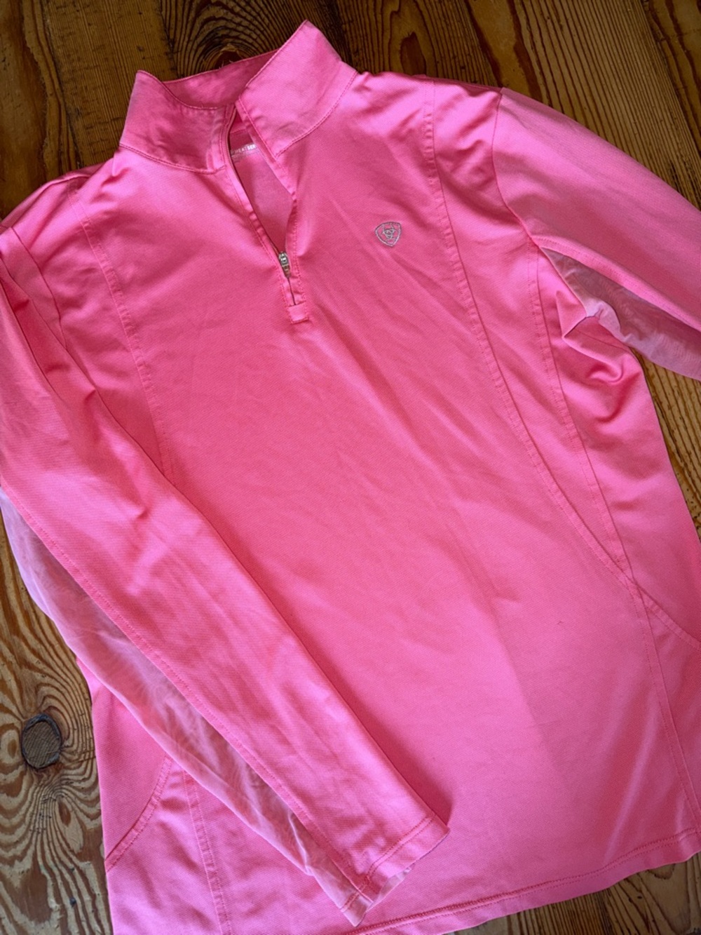 Ariat Tek heat series Bright Pink Quarter-Zip Pullover-Large